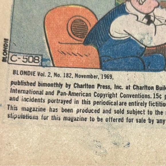 Vintage 1969 Blondie Comic Book Vol 2 No 182 Chic Young Charlton Men at Work 60s - Picture 4 of 8
